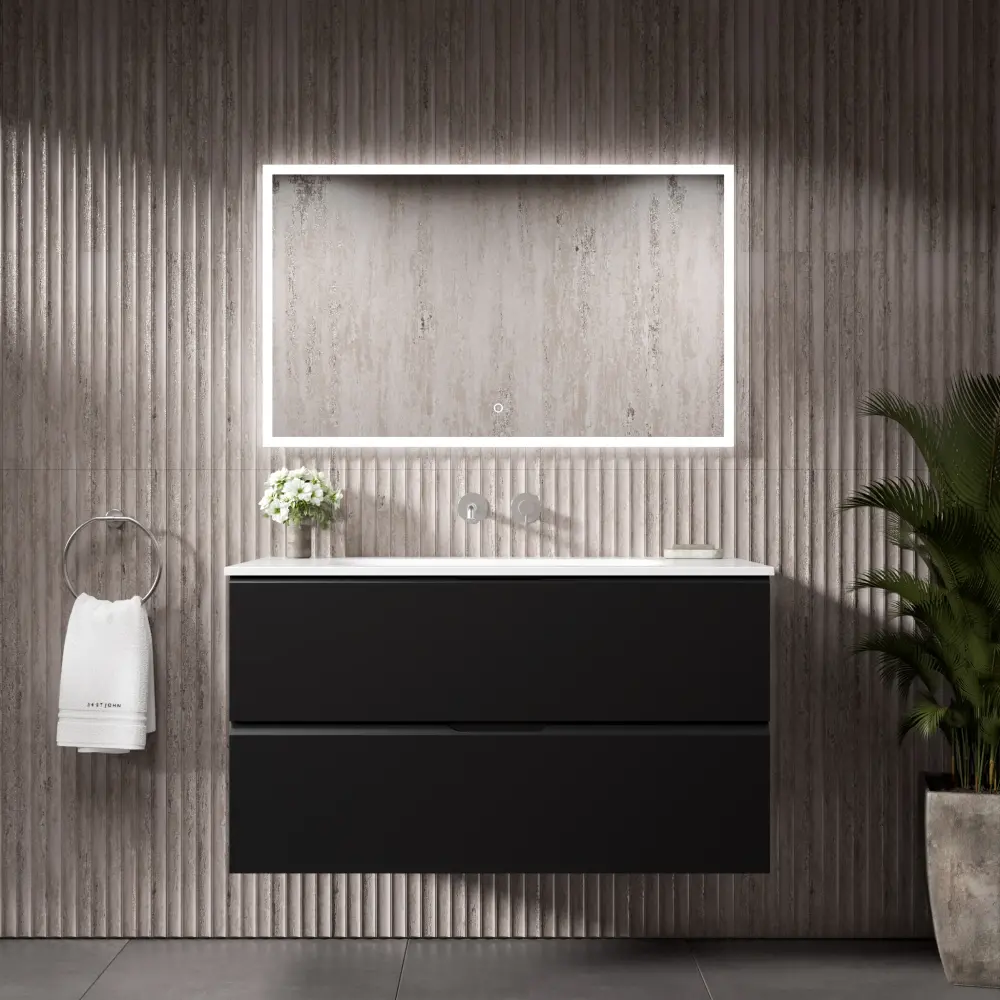 Tasca Two Drawer Vanity Unit Beyondstone Basin - Matt Midnight 1000mm