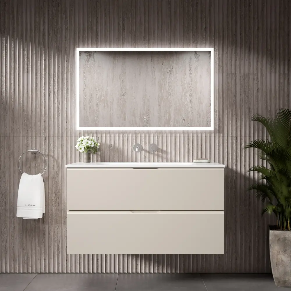 Tasca Two Drawer Vanity Unit Beyondstone Basin - Matt Goat hair wool 1000mm