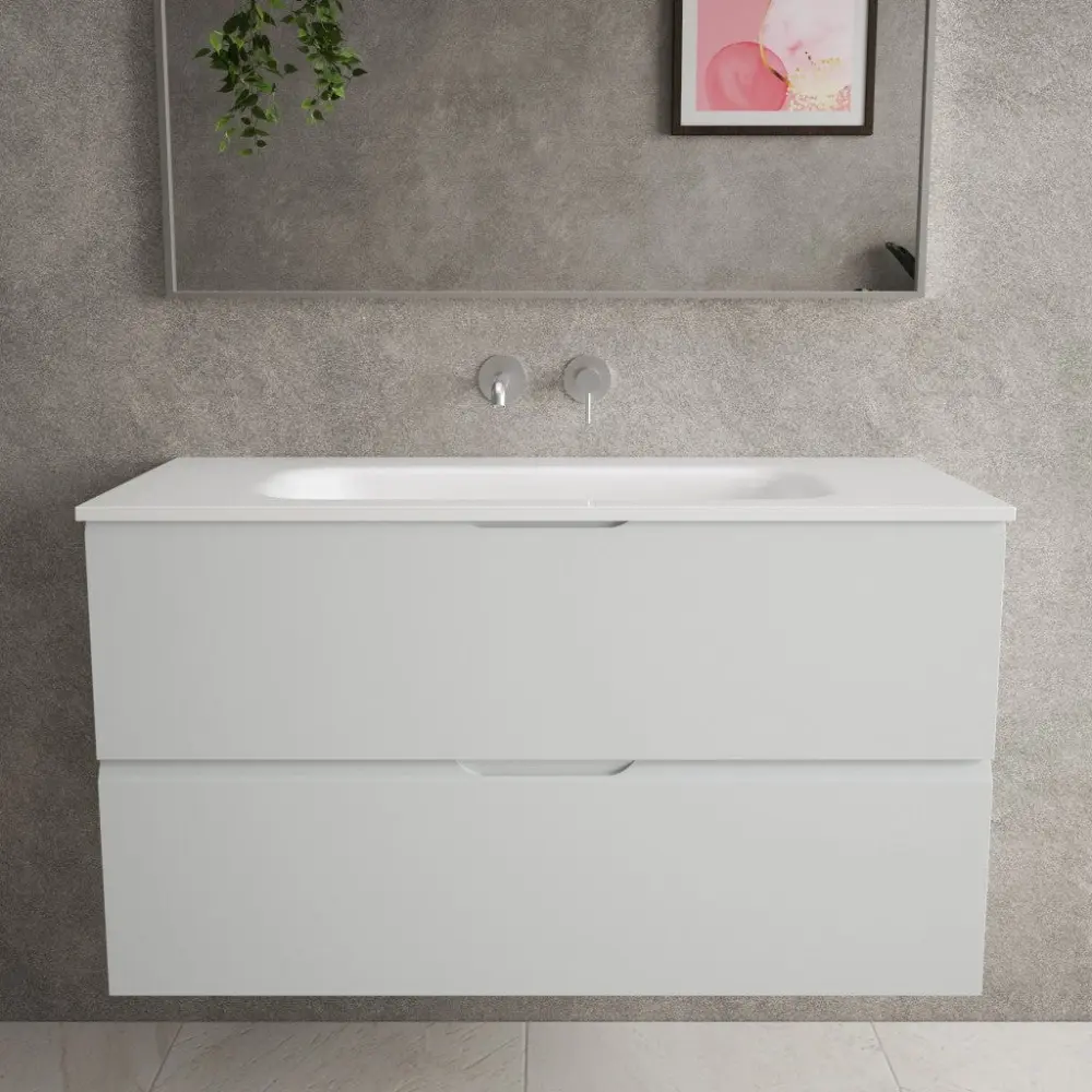 Tasca Two Drawer Vanity Unit Beyondstone Basin - Matt Dove 1000mm