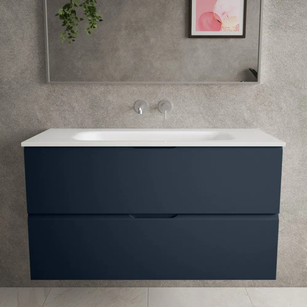Tasca Two Drawer Vanity Unit Beyondstone Basin - Matt Indigo 1000mm