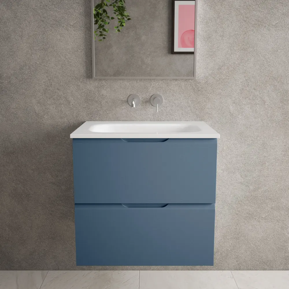 Tasca Two Drawer Vanity Unit Beyondstone Basin - Matt Indigo 600mm