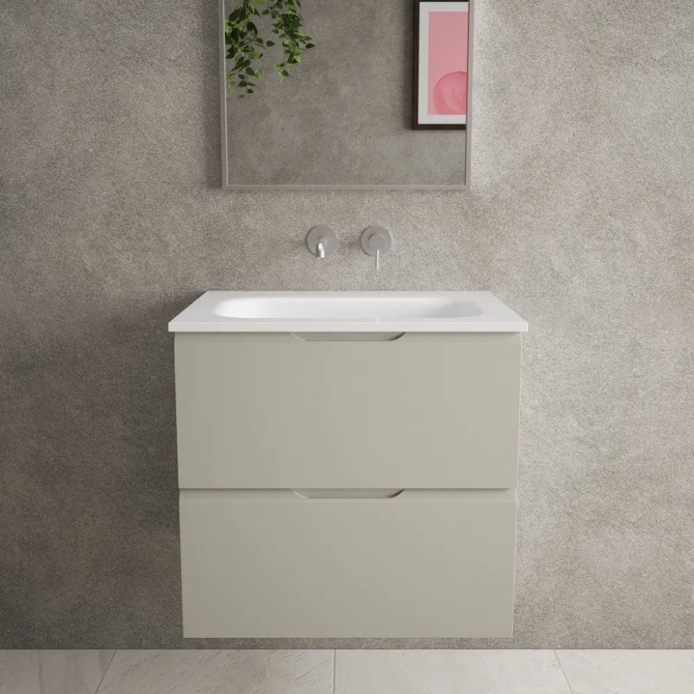 Tasca Two Drawer Vanity Unit Beyondstone Basin - Matt Stone 600mm