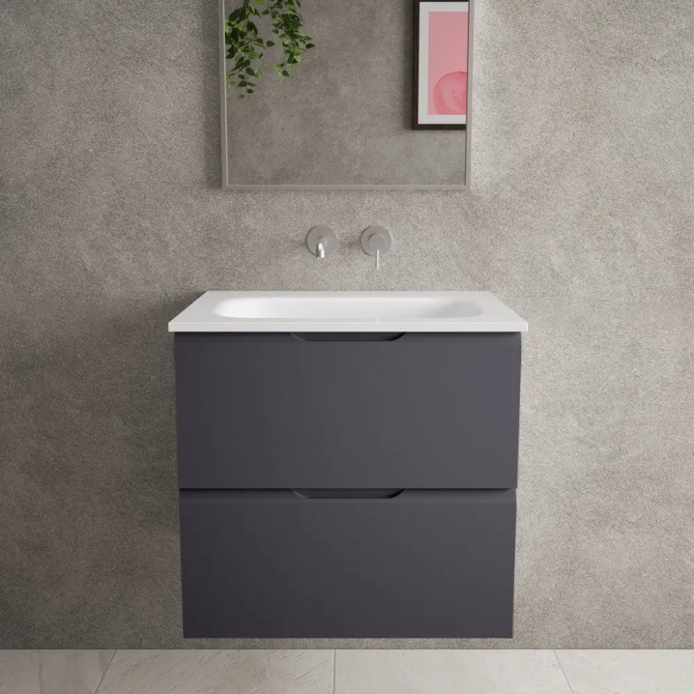 Tasca Two Drawer Vanity Unit Beyondstone Basin - Matt Graphite 600mm