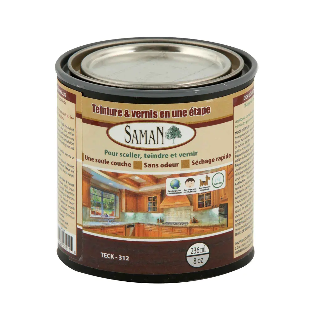 Teak One Step Wood Stain and Varnish, 236 ml