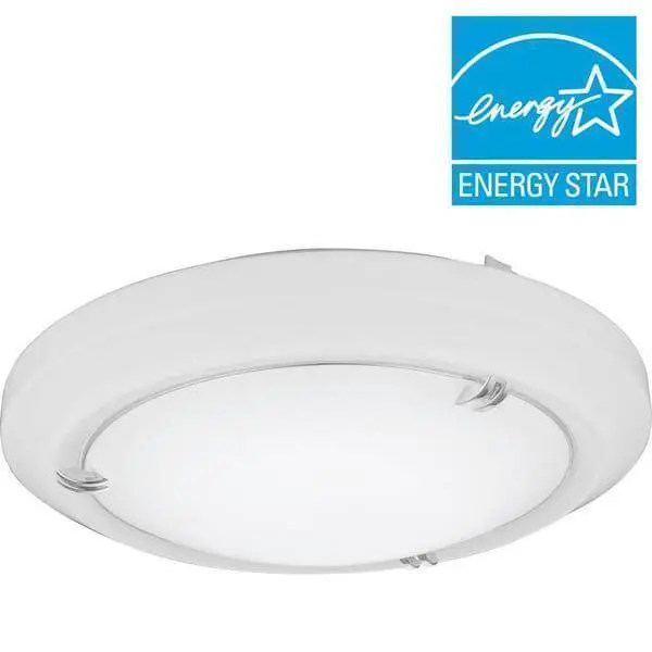 Vela 14 . White LED Round Flush Mount Nickel Ring and Twofold Prong Finial Accents Damaged Box