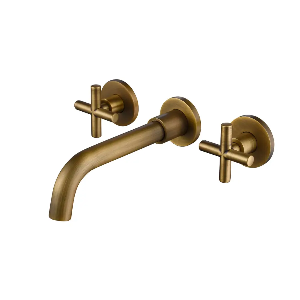 Wall Mounted Bathroom Faucet Vessel Sink Lavatory Basin Warm alloy 2 Dual Double Cross Handles Knobs