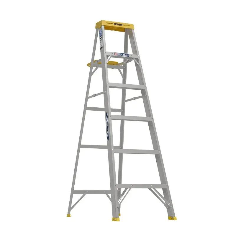 Werner 366 Step Ladder, 6 ft H, Type I Duty Rating, Aircraft-grade, 250 lb, 5-Step, 10 ft Max Reach
