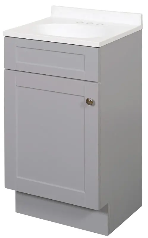 Zenna Home SBC18GY 1-Door Shaker Vanity Top, Wood, Cool Graphite, Cultured Marble Sink, White Sink