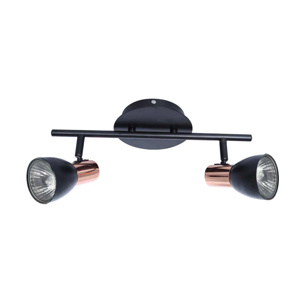 Black and Burnt orange Riviera 2-Lights Track Light, 16.1" x 6.6"