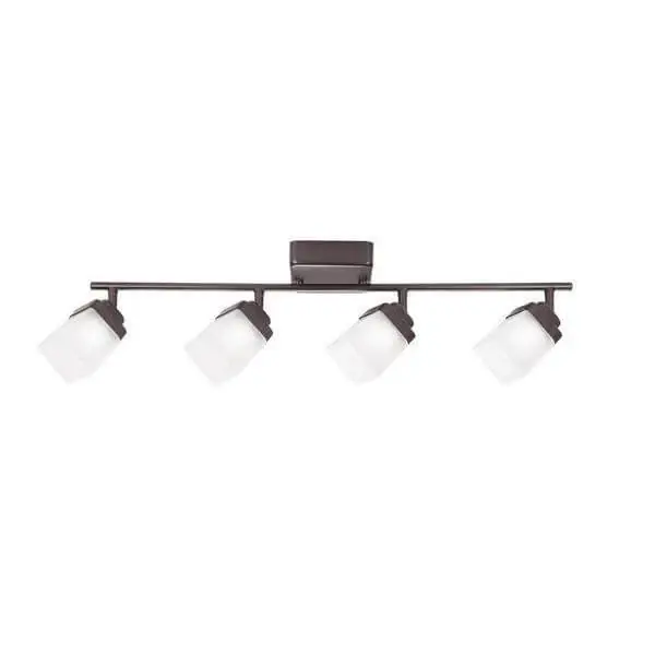 Hampton Bay 4-Light Warm finish LED Dimmable Fixed Track Lighting Kit Straight Bar Frosted Square Glass Damaged Box