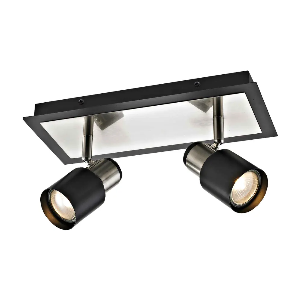 Jackson 2-Head Track Light Brushed Nickel and Low-sheen Black, 11.9" x 6.1"