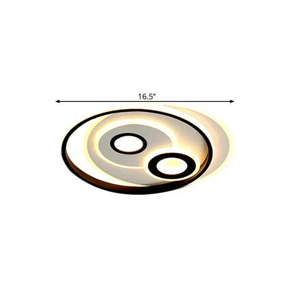 Modernist LED Flush Mount Fixture Black Circular Ceiling Lamp Metallic Shade Warm/White Light, 16.5"/20.5" W