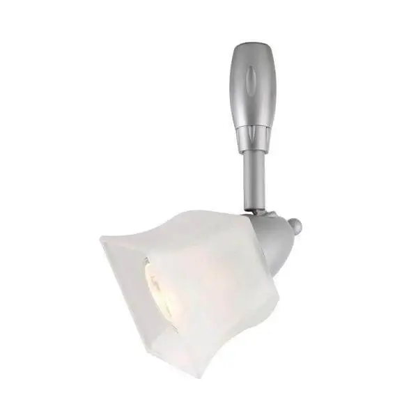 Silver Flex Track Lighting Fixture Frosted Glass Shade Damaged