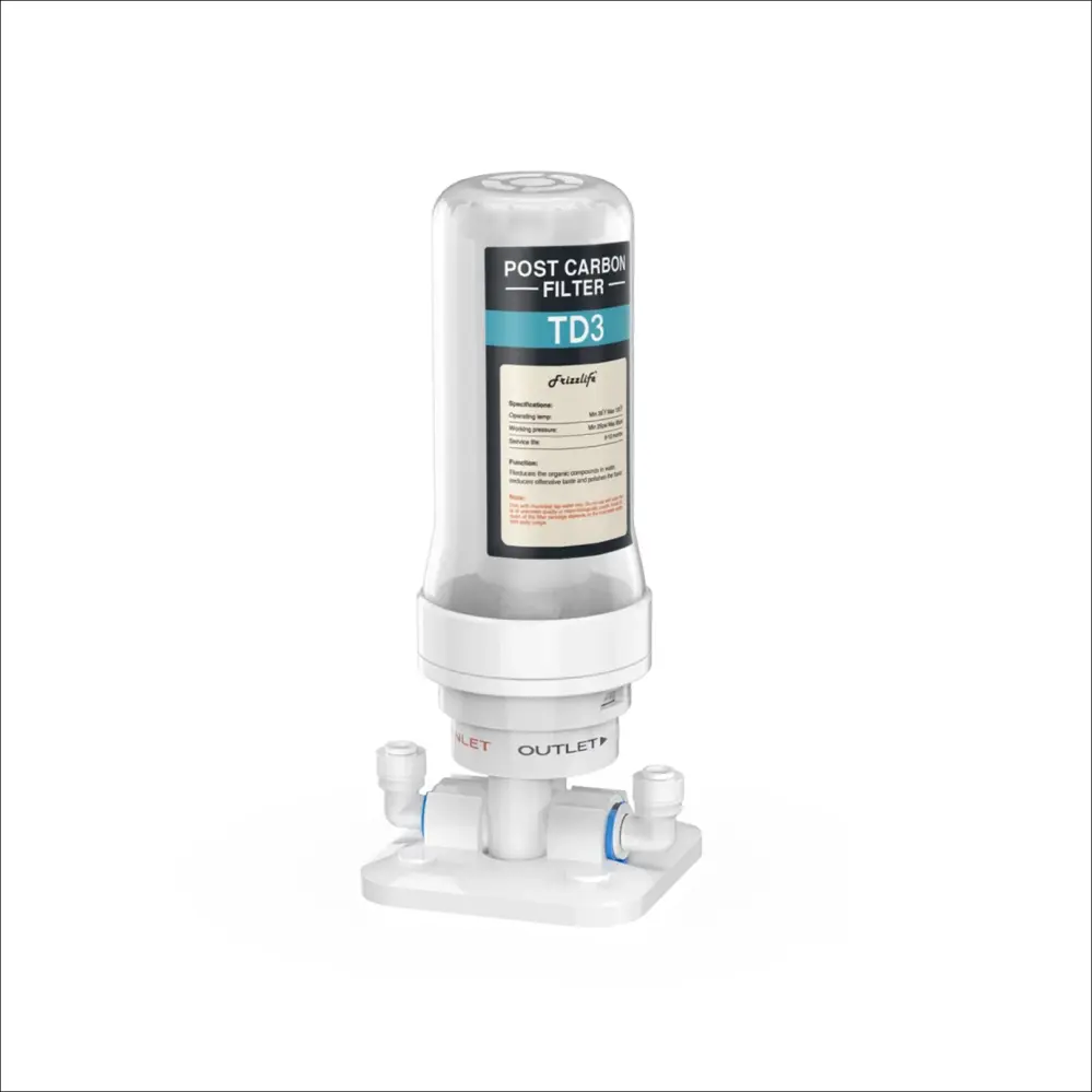 Frizzlife TD-3 Post High-tech Water Filter - Under Sink Activated Carbon Block Post Filter RO Filter Systems Municipal Water