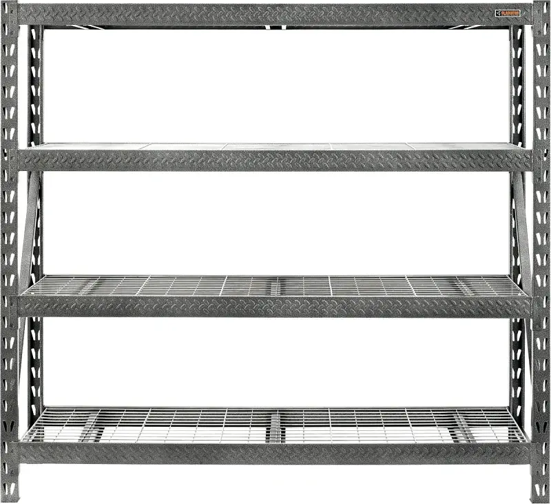 Gladiator GARS774XEG Rack Shelf, 8000 lb, 4-Shelf, 77 OAW, 24 OAD, 72 OAH, Hammered Granite