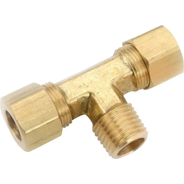 Anderson Authentic Metals 3/8 Inch C x 1/4 Inch MPT Compression Brass T-Fitting, 5 per case, 750072-0604 Anderson Metals