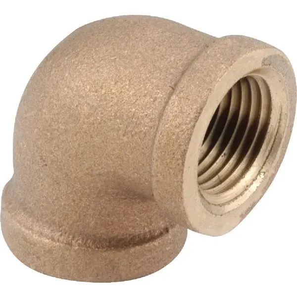 Anderson Metals 1-1/4 Inch 90 Degrees Red Brass Threaded Elbow, FIP, 1/4 Bend, 738100-20