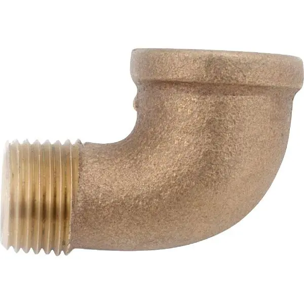 Anderson Metals 1-1/4 Inch 90 Degrees Red Copper Alloy Threaded Sweep Elbow, FIP x MIP, 1/4 Bend, 738116-20