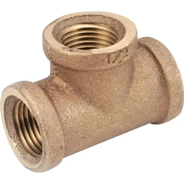 Anderson Metals 1-1/4 Inch Red Brass Threaded Bullhead Tee, 738101-20