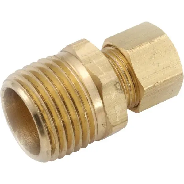 Anderson Metals 3/16 Inch x 1/4 Inch Yellow Brass Male Quick-Connect Union Compression Modifyer, 10 per case, 750068-0304