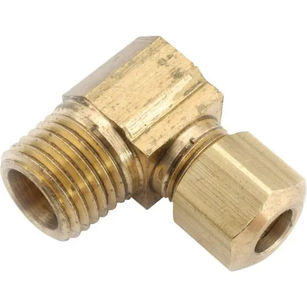 Anderson Metals 5/16 Inch x 1/4 Inch Male 90 Degrees Compression Brass Elbow, 1/4 Bend, 10 per case, 750069-0504