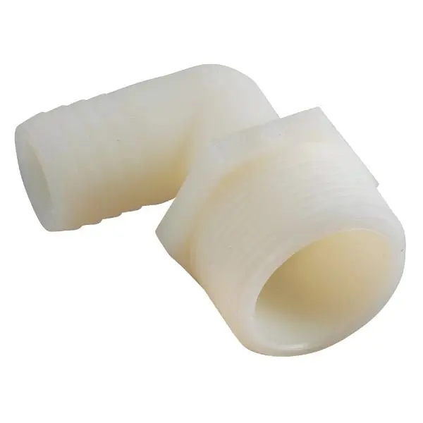 Anderson Metals 1/2 Inch Barb x 3/8 Inch MIP 90 Degrees Nylon Elbow, 1/4 Bend, 5 per case, 53720-0806