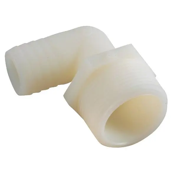 Anderson Metals 3/4 Inch Barb x 1/2 Inch MIP 90 Degrees Nylon Elbow, 1/4 Bend, 5 per case, 53720-1208