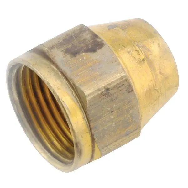 Anderson Metals 3/8 Inch Brass Flare Nylon Insert Nut Connector Fitting, 5 per case, 54800-06