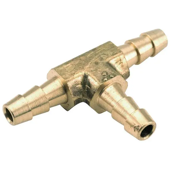 Anderson Metals 3/8 Inch ID Brass Hose Barb Insert Bullhead Tee, 10 per case, 757024-06
