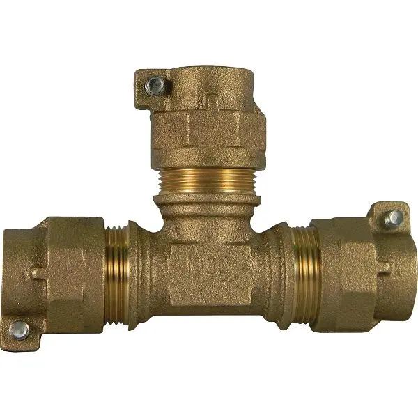 Anderson Metals 3/4 Inch CTS Polyethylene Pipe Brass T-Fitting, 74760-22 3/4