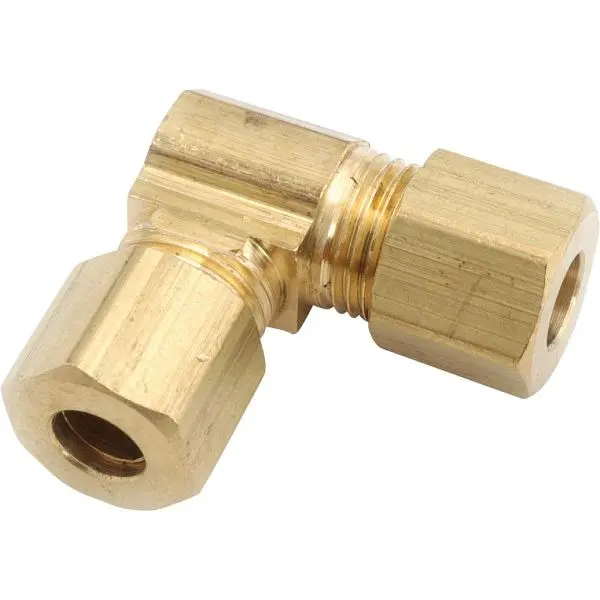 Anderson Metals 7/8 Inch 90 Degrees 2-Way Compression Brass Pipe Elbow, 1/4 Bend, 750065-14