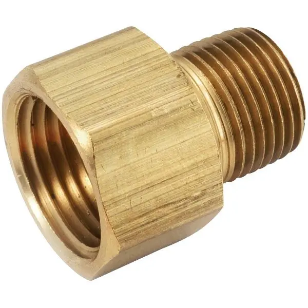 Anderson Metals 1/2 Inch FPT x 3/8 Inch MPT Bright Yellow Brass Modifyer, 756120-0806