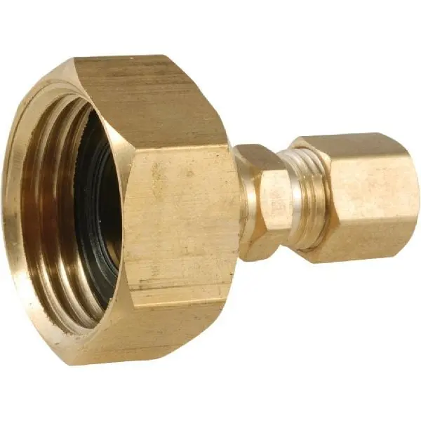 Anderson Metals 1/4 Inch OD x 3/4 Inch FHT Bronze Ice Maker Compression Quick-Connect Union, 757422-1204