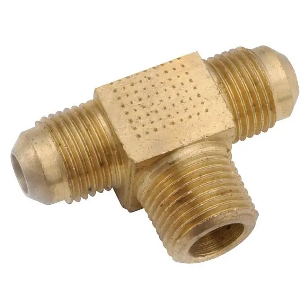 Anderson Metals 3/8 Inch x 3/8 Inch x 1/2 Inch MPT Flare Brass Bullhead Tee, 754045-0608