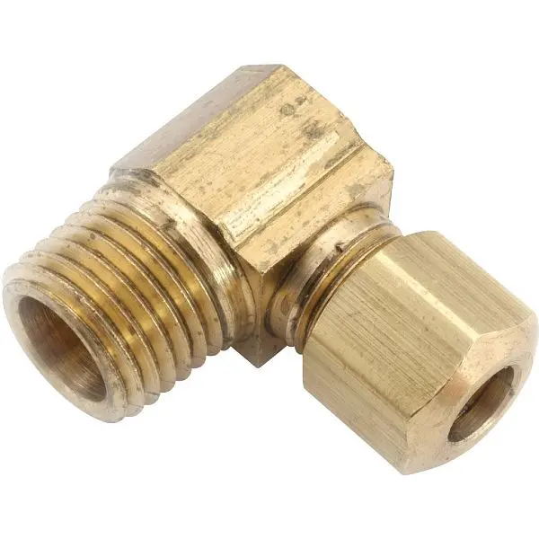 Anderson Metals 1/2 Inch x 3/8 Inch Male 90 Degrees Compression Red Brass Sweep Elbow, 1/4 Bend, 750069-0806