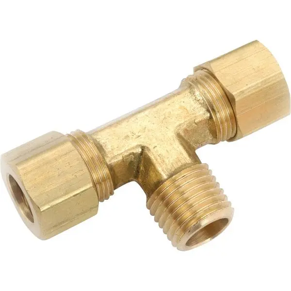 Anderson Metals 5/8 Inch C x 1/2 Inch MPT Compression Brass Bullhead Tee, 750072-1008
