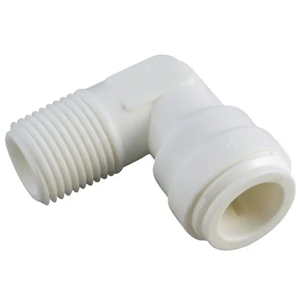Anderson Metals 5/8 Inch OD x 1/2 Inch MPT 90 Degrees Push- Male Polymer Pipe Elbow, 1/4 Bend, 53069-1008