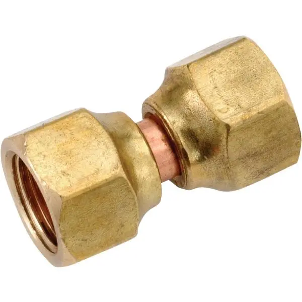 Anderson Metals 1/2 Inch x 3/8 Inch Yellow Brass Flare Swivel Connector, 754075-0806