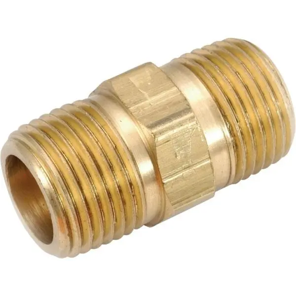 Anderson Metals 1/4 Inch OD x 1 Inch L Yellow Brass Shoulder Nipple, 756122-04