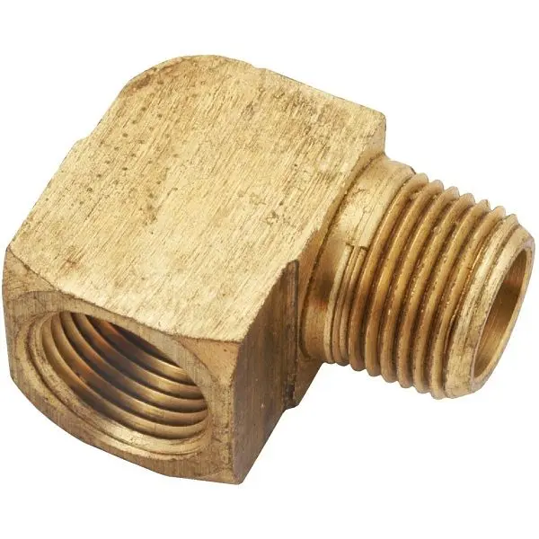 Anderson Quick-Release Metals 3/8 Inch 90 Degrees Yellow Brass Elbow, FIP x MIP, 1/4 Bend, 756116-06 Anderson Metals