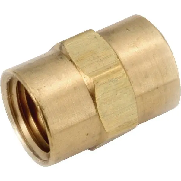 Anderson Water-Resistant Metals 1/2 Inch Yellow Brass Coupling, 756103-08 Anderson Metals