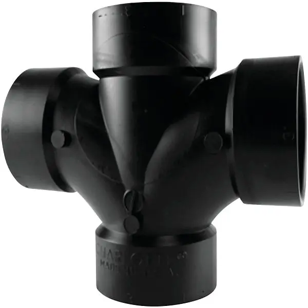 Charlotte Chemical-Resistant Pipe 2 Inch All Hub Double Sanitary ABS Waste & Vent Cross Tee, ABS 00428 0800HA Charlott...