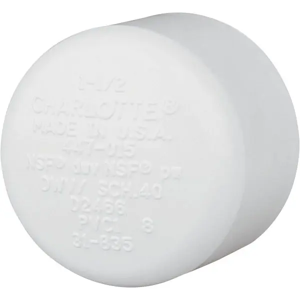 Charlotte Classic Pipe 1-1/2 Inch Schedule 40 Pressure Slip PVC End Cap, PVC 02116 1400HA Charlotte Pipe