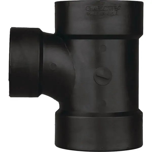 Charlotte Commercial-Grade Pipe 4 x 4 x 3 Inch Hub x Hub x Hub Reducing Sanitary ABS Waste & Vent Tee, ABS 00401 2000H...