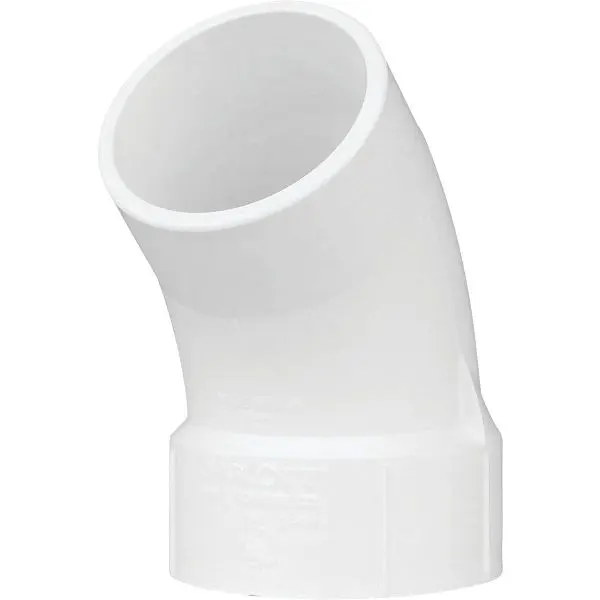 Charlotte Convertible Pipe 3 Inch Schedule 40 45 Degrees DWV PVC Street Elbow (1/8 Bend), PVC 00323 1200HA Charlotte Pipe