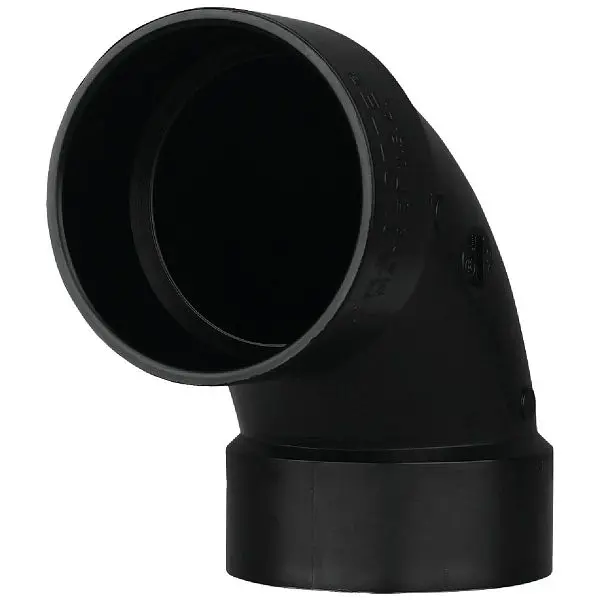 Charlotte Distinctive Pipe 2 Inch Hub x Hub 90 Degrees Sanitary ABS Elbow (1/4 Bend), ABS 00300 0800HA Charlotte Pipe
