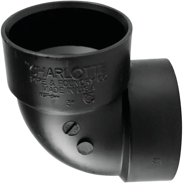 Charlotte Easy Pipe 3 Inch Hub x Hub 90 Degrees Vent ABS Elbow (1/4 Turn), ABS 00331 1000HA Charlotte Pipe