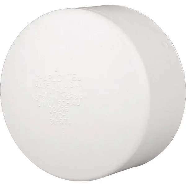 Charlotte Expert Pipe 6 Inch Schedule 40 DWV Hub Threaded Cap PVC Cap, PVC 00116 1400HA Charlotte Pipe