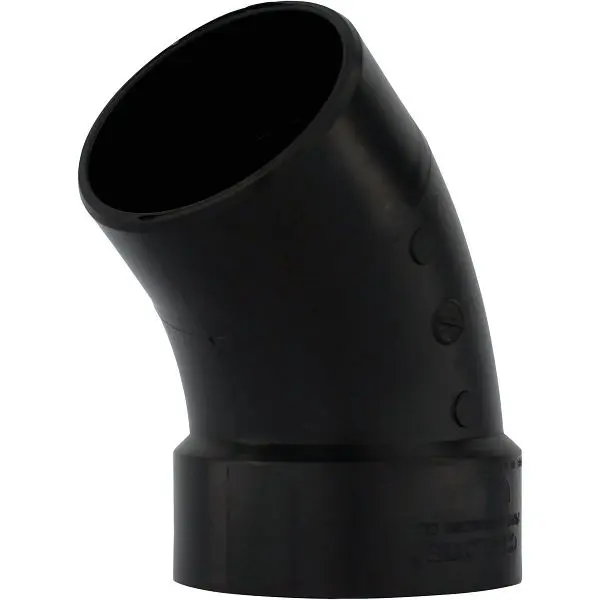 Charlotte Fast-Acting Pipe 4 Inch Hub x Spigot 45 Degrees Street ABS Elbow (1/8 Bend), ABS 00323 1200HA Charlotte Pipe