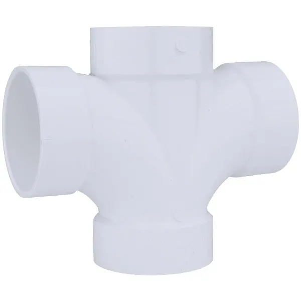 Charlotte Flexible Pipe 4 Inch Double Sanitary DWV PVC Reducing Tee, PVC 00428 1200HA Charlotte Pipe